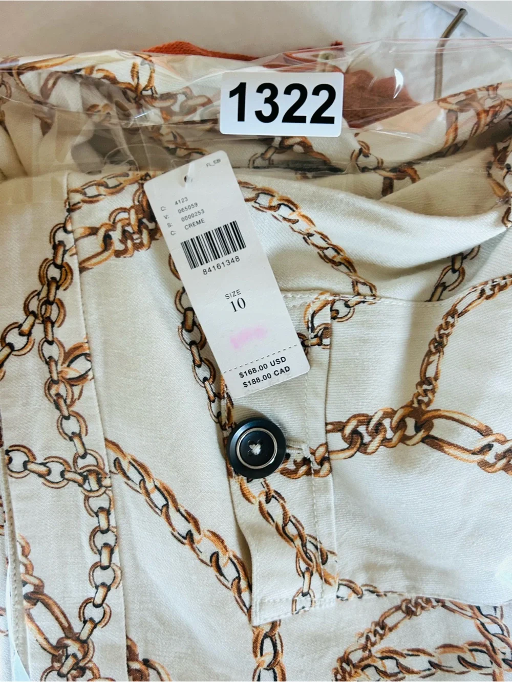 Maeve Linen Blend High-Waist Wide-Leg Chain Print Palazzo Pants 10 Cream NWT - Picture 12 of 13